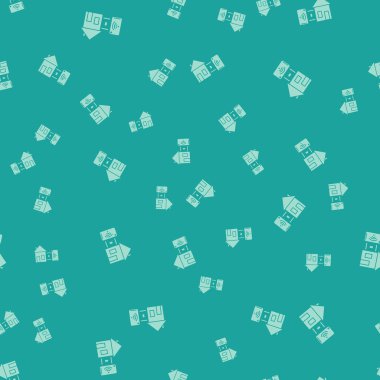 Yeşil Akıllı ev simgesi yeşil arka plan üzerinde sorunsuz desen izole. Uzaktan kumanda. Vektör İllüstrasyonu