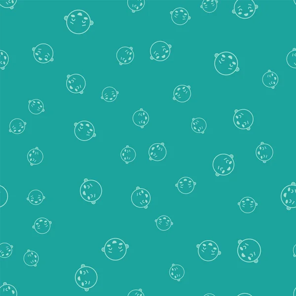 Vert Happy petite icône de tête de garçon isolé motif sans couture sur fond vert. Visage de bébé garçon. Illustration vectorielle — Image vectorielle