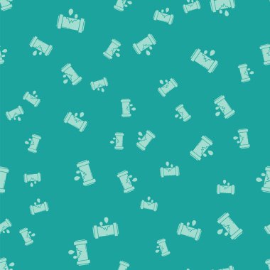 Su ikonu sızdıran yeşil metal boru yeşil arka planda izole edilmiş. Vektör İllüstrasyonu