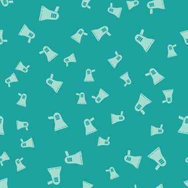 Yeşil Megafon simgesi yeşil arka plan üzerinde sorunsuz desen izole. Yüksek sesli konuşma uyarısı kavramı. Sözcü için Bullhorn çığlık promosyon. Vektör İllüstrasyonu