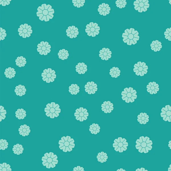 Icône Fleur verte motif isolé sans couture sur fond vert. Illustration vectorielle — Image vectorielle
