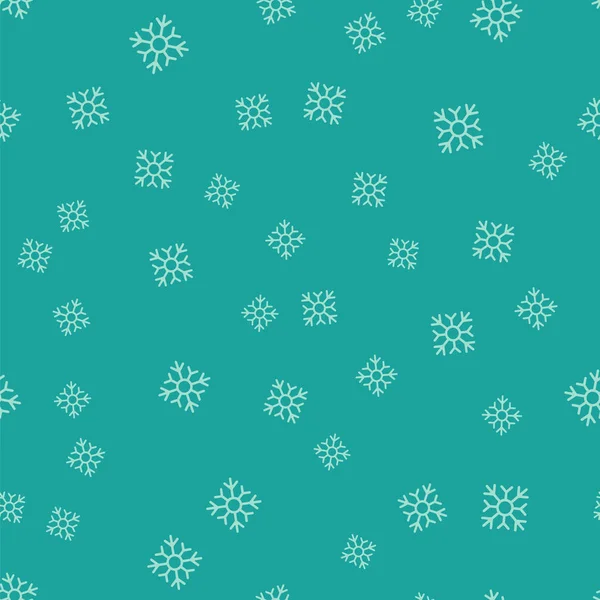 Green Snowflake icon isolated seamless pattern on green background. Merry Christmas and Happy New Year. Vector Illustration — Stock Vector