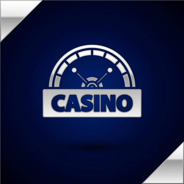 Icono de letrero de Silver Casino aislado sobre fondo azul oscuro. Ilustración vectorial — Vector de stock