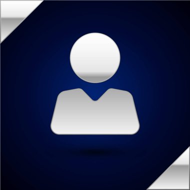 Koyu mavi arka planda izole edilmiş arkadaş simgesine gümüş ekleme. Vektör İllüstrasyonu