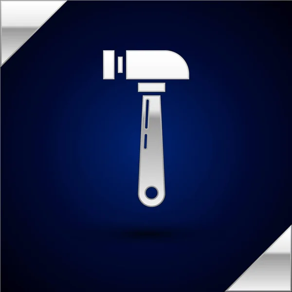 Silver Hammer icon isolated on dark blue background. Tool for repair. Vector Illustration — Stock Vector