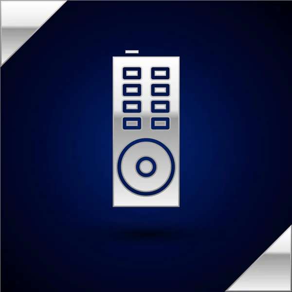 Icona Silver Remote control isolata su sfondo blu scuro. Illustrazione vettoriale — Vettoriale Stock
