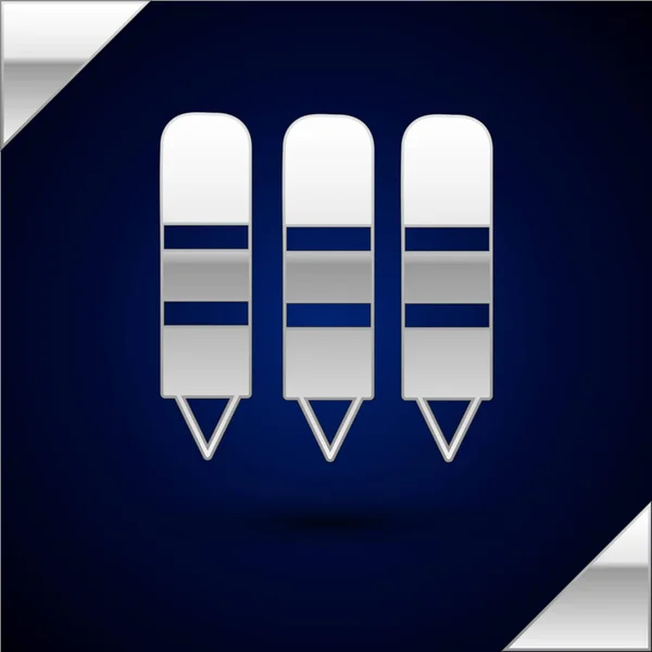Crayons de cire d'argent pour l'icône de dessin isolé sur fond bleu foncé. Illustration vectorielle — Image vectorielle