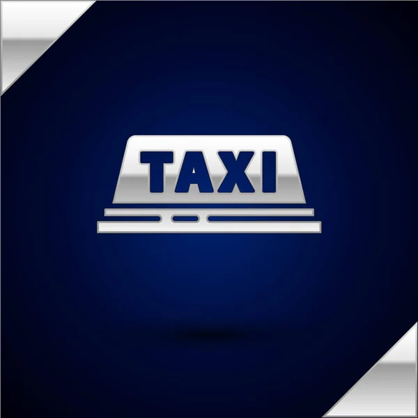 Silver Taxi icono del techo del coche aislado sobre fondo azul oscuro. Ilustración vectorial — Archivo Imágenes Vectoriales