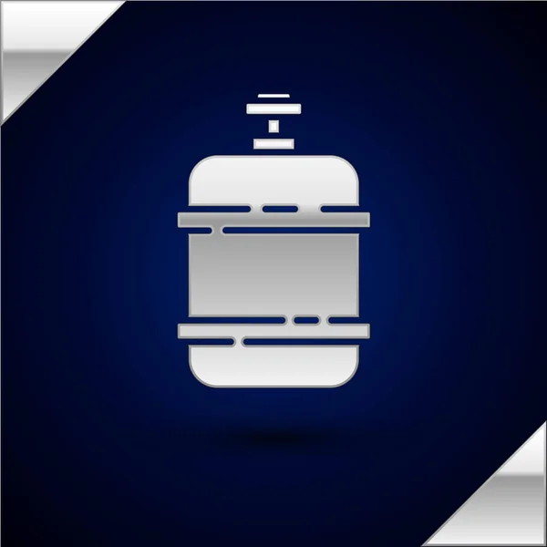 Silver Propane gas tank icon isolated on dark blue background. Flammable gas tank icon. Vector Illustration — Stock Vector