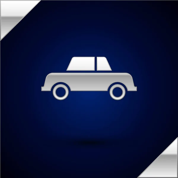 Icono de Silver Car aislado sobre fondo azul oscuro. Ilustración vectorial — Vector de stock