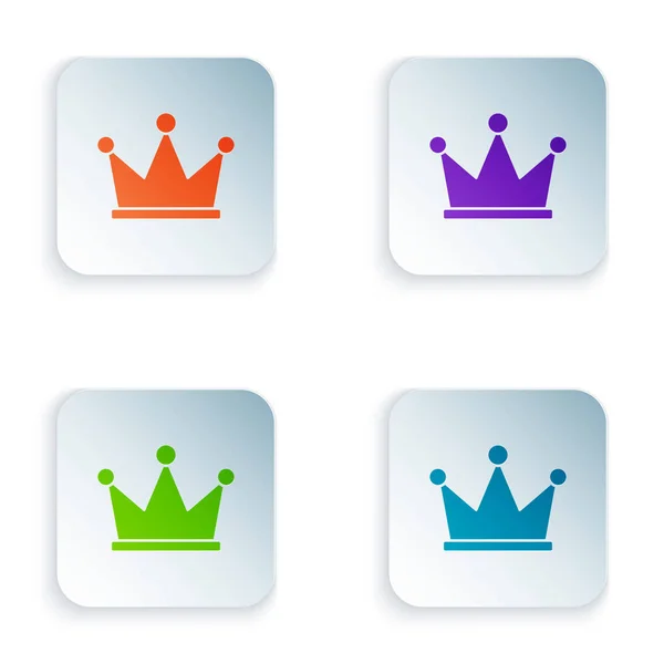 Color Crown icon isolated on white background. Set icons in colorful square buttons. Vector Illustration — Stock Vector