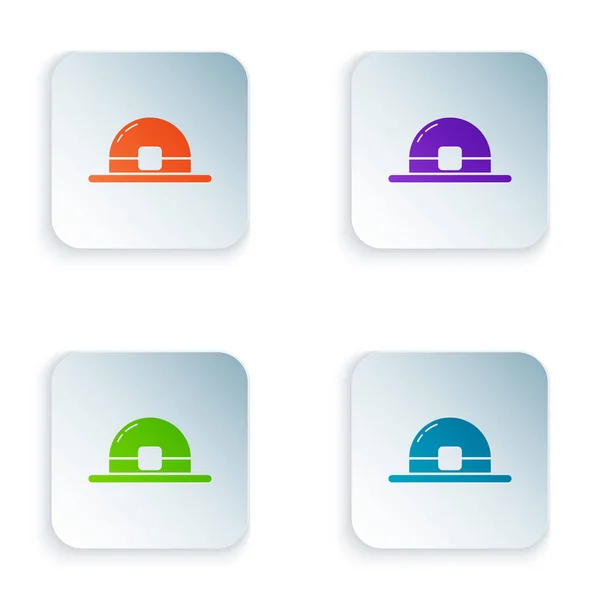 Colore icona cappello Leprechaun isolato su sfondo bianco. Buon San Patrizio. Set icone in colorati pulsanti quadrati. Illustrazione vettoriale — Vettoriale Stock