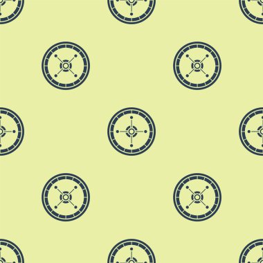 Mavi Kumarhane rulet tekerleği ikonu sarı arka planda izole edilmiş pürüzsüz desen. Vektör İllüstrasyonu