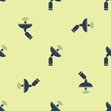 Mavi Radar simgesi sarı arkaplanda izole edilmiş kusursuz desen. Arama sistemi. Uydu sinyali. Vektör İllüstrasyonu