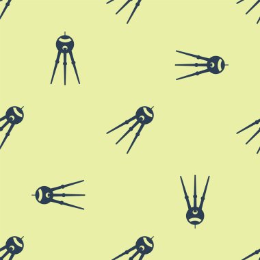 Mavi uydu simgesi sarı arkaplanda pürüzsüz desen izole etti. Vektör İllüstrasyonu