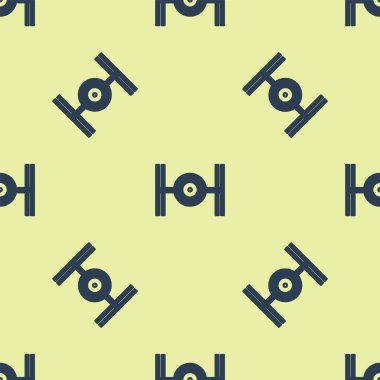 Mavi Kozmik gemi simgesi sarı arkaplandaki kusursuz deseni izole etti. Vektör İllüstrasyonu