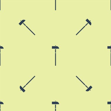 Mavi Çekiç simgesi sarı arkaplanda izole edilmiş pürüzsüz desen. Tamir için bir araç. Vektör İllüstrasyonu