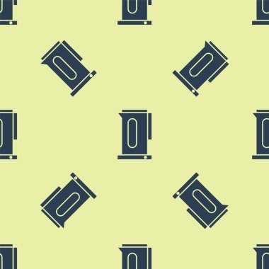 Sarı arka planda ikon izole edilmiş mavi çaydanlık. Çaydanlık ikonu. Vektör İllüstrasyonu