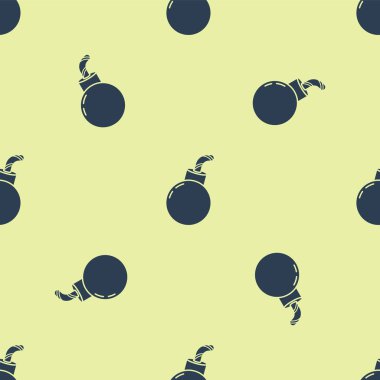 Mavi Bomba sarı arka planda izole edilmiş ikonu patlatmaya hazır. Mutlu Cadılar Bayramı Partisi. Vektör İllüstrasyonu