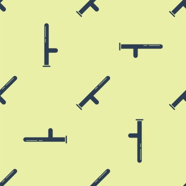 Mavi Polis kauçuk çubuk ikonu sarı arka planda pürüzsüz desen izole etti. Kauçuk copu. Polis yarasası. Polis ekipmanları. Vektör İllüstrasyonu