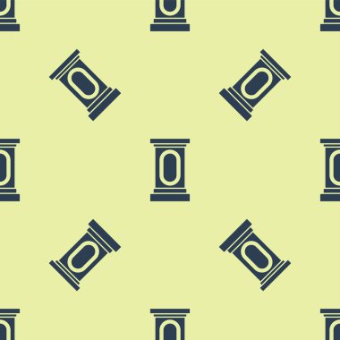 Blue Stage stand or debate podium rostrum icon isolated seamless pattern on yellow background. Conference speech tribune. Vector Illustration