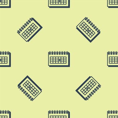 Mavi Takvim simgesi sarı arkaplandaki kusursuz deseni izole etti. Doğum tarihi. Vektör İllüstrasyonu