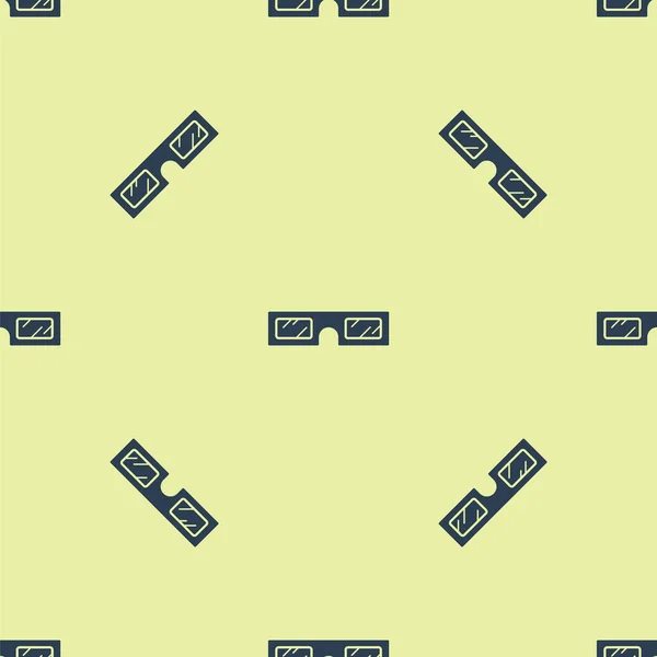 Icono de gafas de cine azul 3D aislado patrón sin costura sobre fondo amarillo. Ilustración vectorial — Archivo Imágenes Vectoriales