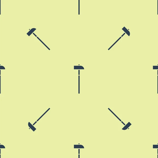 Blaues Hammer-Symbol isoliert nahtlose Muster auf gelbem Hintergrund. Werkzeug zur Reparatur. Vektorillustration — Stockvektor