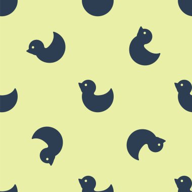 Mavi Rubber ördek ikonu sarı arka planda izole edilmiş pürüzsüz desen. Vektör İllüstrasyonu