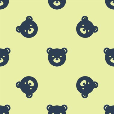 Mavi ayı peluş oyuncak ikonu sarı arka planda izole edilmiş pürüzsüz desen. Vektör İllüstrasyonu