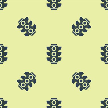 Mavi trafik ışığı simgesi sarı arka planda kusursuz desen izole etti. Vektör İllüstrasyonu