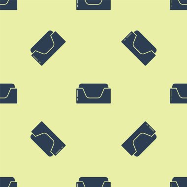 Mavi evcil hayvan yatak ikonu sarı arka planda izole edilmiş pürüzsüz desen. Vektör İllüstrasyonu