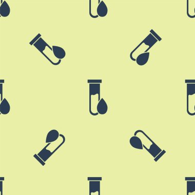 Mavi Petrol test tüpü ikonu sarı arka planda izole edilmiş pürüzsüz desen. Vektör İllüstrasyonu