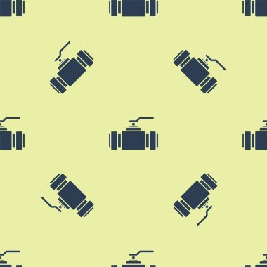 Mavi Endüstri metalik borular ve kapakçık ikonu sarı arka planda izole edilmiş pürüzsüz desen. Vektör İllüstrasyonu