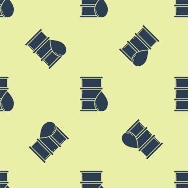 Mavi Fıçı yağ ikonu sarı arkaplandaki kusursuz deseni izole etti. Vektör İllüstrasyonu