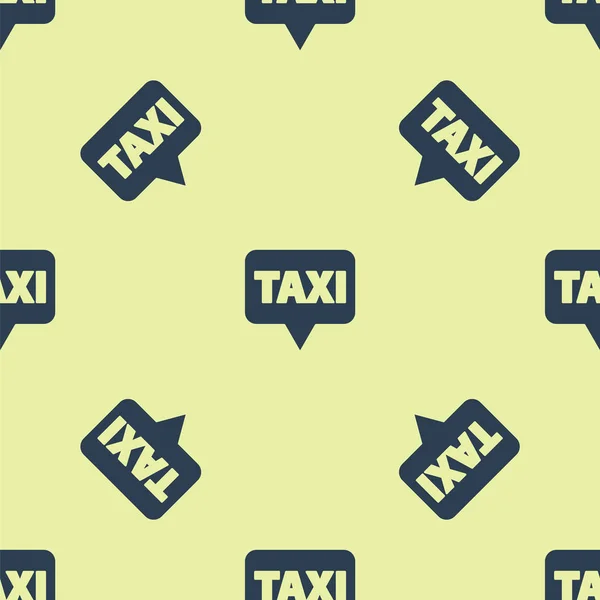 Синя карта вказівник з піктограмою таксі ізольований безшовний візерунок на жовтому тлі. Символ розташування. Векторна ілюстрація — стоковий вектор