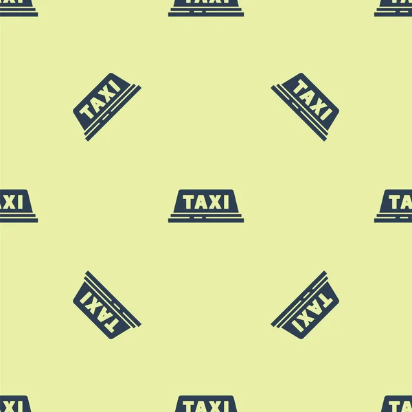 Blue Taxi car roof icon isolated seamless pattern on yellow background. Vector Illustration — Stock Vector