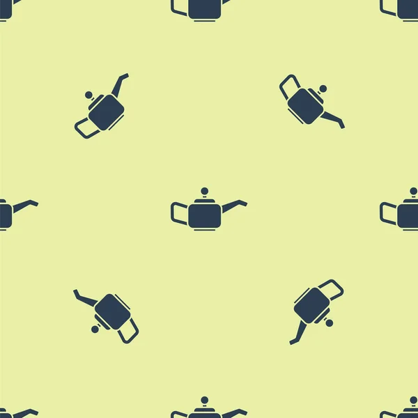 Blue Canister for motor machine oil icon isolated seamless pattern on yellow background. Oil gallon. Oil change service and repair. Vector Illustration — ストックベクタ