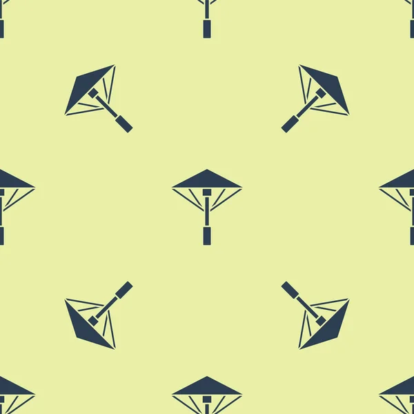 Blå Traditionellt japanskt paraply från solen ikonen isolerad sömlös mönster på gul bakgrund. Vektor Illustration — Stock vektor