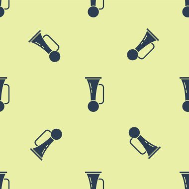 Aracın simgesinde mavi sinyal kornası sarı arka planda izole edilmiş pürüzsüz desen. Vektör İllüstrasyonu