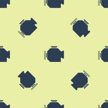 Mavi Kontrol motor simgesi sarı arkaplanda izole edilmiş pürüzsüz desen. Vektör İllüstrasyonu