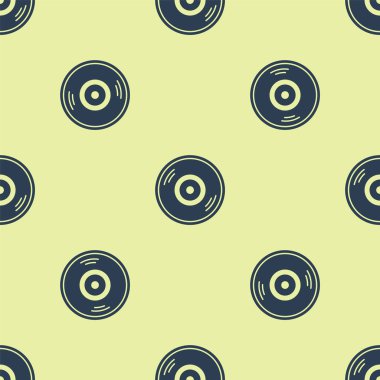 Mavi Vinil disk simgesi sarı arkaplanda izole edilmiş pürüzsüz desen. Vektör İllüstrasyonu