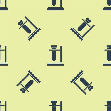 Mavi Cam test tüpü, sarı arka plandaki ikon izole edilmiş, pürüzsüz desen. Laboratuvar ekipmanları. Vektör İllüstrasyonu