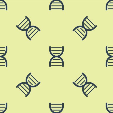 Mavi DNA sembolü sarı arkaplanda izole edilmiş kusursuz desen. Vektör İllüstrasyonu