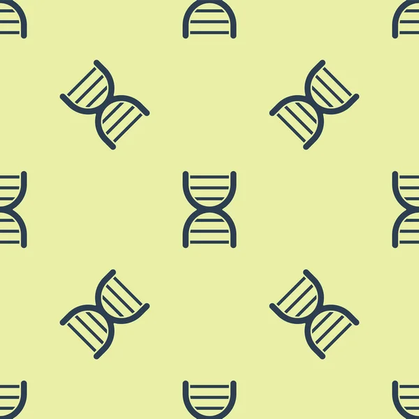 Blue DNA symbol icon isolated seamless pattern on yellow background. Vector Illustration — Stock Vector