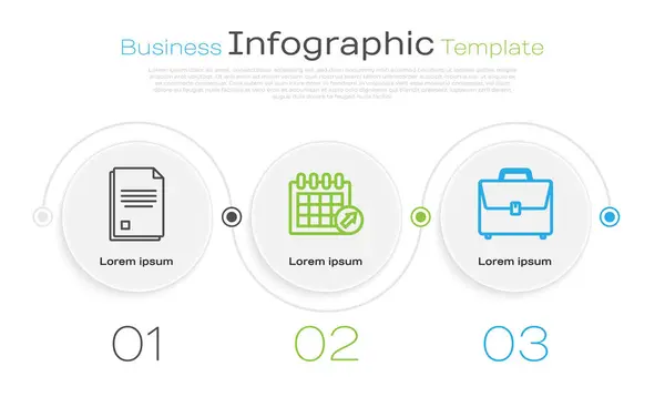 Définir la ligne Document de fichier, calendrier et mallette. Modèle d'infographie d'entreprise. Vecteur — Image vectorielle