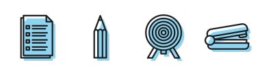 Satır Hedefi, Dosya Belgesi, Kalem ve Ofis zımba simgesi. Vektör
