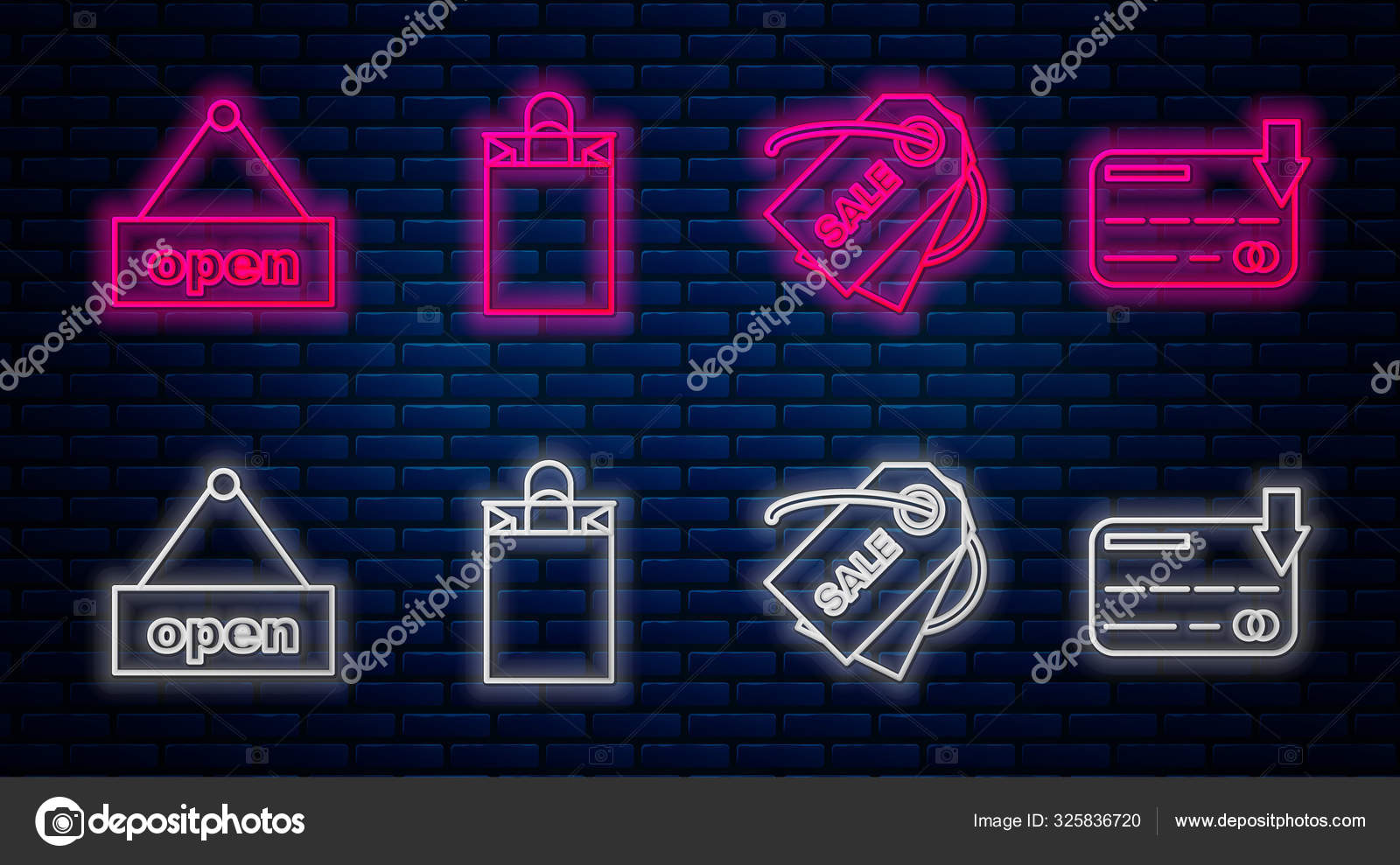 Set Line Paper Shopping Bag Price Tag Inscription Sale Hanging