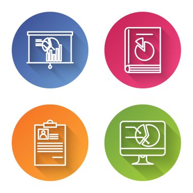 Grafik grafiği, kullanıcı kılavuzu, özgeçmişi olan pano ve grafik grafikli bilgisayar monitörü ile çizgi tahtasını ayarla. Renkli daire düğmesi. Vektör