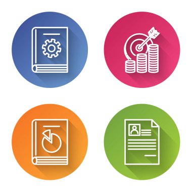 Satır Kullanıcı Kılavuzu, Para sembollü hedef, Kullanıcı Kılavuzu ve Devam. Renkli daire düğmesi. Vektör